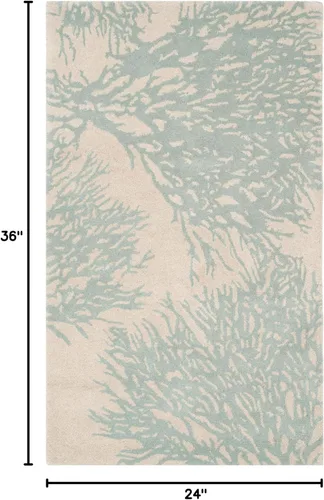 Vista 2 de SAFAVIEH Bella Collection BEL115C - Alfombra decorativa de lana prémium hecha a mano de 2 x 3 pies, color beige y azul