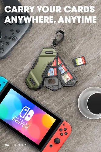 Vista 40 de Mumba 12 Game Card Case Holder for Nintendo Switch Game Cards, Portable and Exquisite Protective Hard Shell with 4 Layer Rotatable Holder for