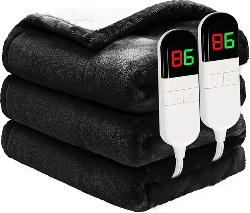 Vista 16 de Manta térmica de 50 x 60 pulgadas, manta eléctrica suave y acogedora de primera calidad con 6 niveles de calefacción, manta Sherpa de franela