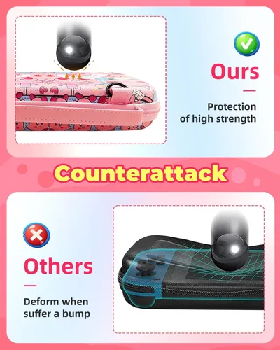 Vista 5 de Xinocy Carrying Case for Nintendo Switch Lite 2019 Travel Carry Cases for Girls Kids Boys Teen Cute Girly Design Anime Fun Portable Hard Shell