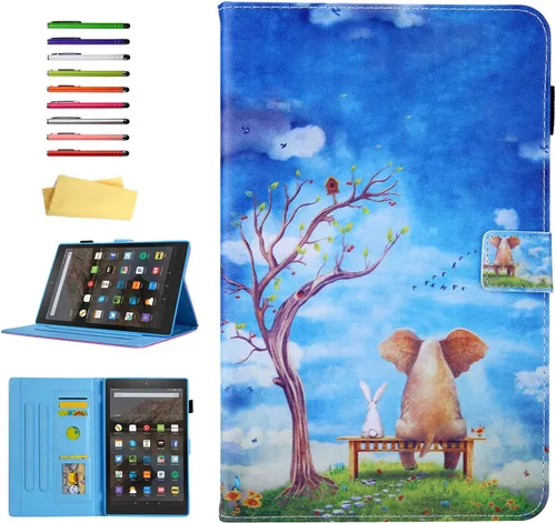 Vista 17 de Funda para tablet Fire HD 8 de 8ª/7ª/6ª generación de 8.0 pulgadas con soporte para lápices [encendido y apagado automático] ranuras para tarjetas
