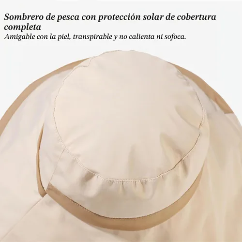 Vista 5 de Sombrero de pesca de playa de ala ancha plegable con protección UV para mujer