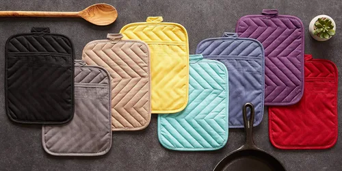 Vista 6 de DII Juego de agarraderas de algodón acolchado resistente al calor, diseñado con espacio para personalizar, permitiendo un diseño personalizado, 7 x