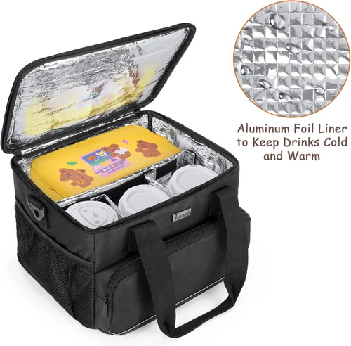 Vista 2 de Trunab Transportador de bebidas reutilizable de 6 tazas para entrega con separadores ajustables, asa con correa de transporte, bolsa aislada