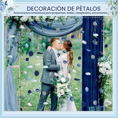 Vista 6 de Tigeen 600 pétalos de rosas artificiales color azul polvoriento francés