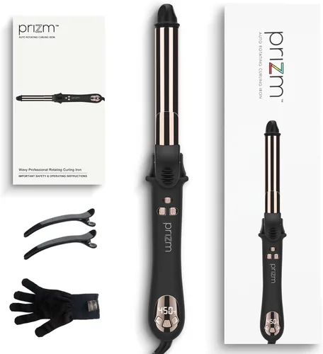 Vista 7 de Prizm Rizador giratorio, rizador de pelo automático de 1 pulgada / 25mm para cabello largo, barril giratorio automático, 250-450 °F con pantalla