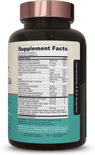 Vista 8 de Hair La Vie Live Conscious - Vitaminas clínicas para el crecimiento del cabello para mujeres y hombres con biotina, colágeno y palma enana americana