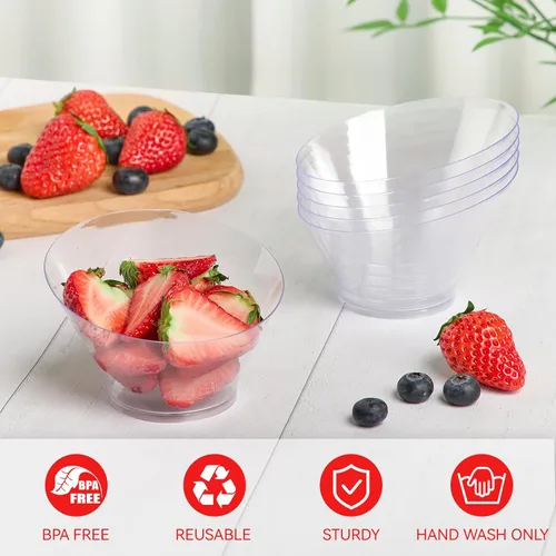 Vista 3 de Paquete de 20 cuencos de plástico en ángulo de 6 onzas, cuencos pequeños para dulces, cuencos desechables para postres, aperitivos, frutas, helados