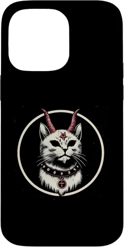 Vista 21 de Funda para iPhone 17 de Baphomet Satánico Oculto de Gato del Diablo