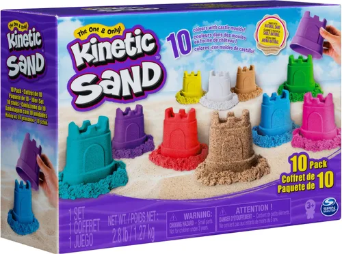 Vista 9 de Kinetic Sand, paquete de 10 contenedores de castillo de 10 colores de arena de juego para recuerdos de fiesta, bolsas de regalo, regalos