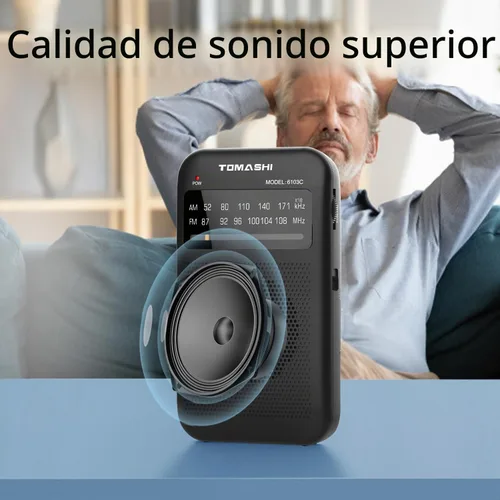 Vista 4 de TOMASHI Radio portátil, radio alimentada por batería con conector para auriculares