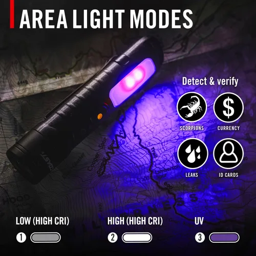 Vista 4 de Coast KL30R linterna LED recargable de bolsillo de 500 lúmenes con luz UV