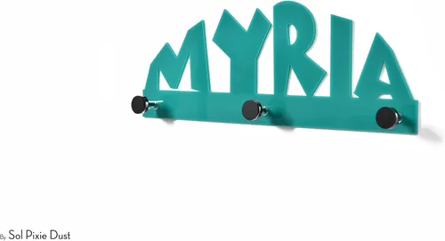 Vista 3 de Modern Wall Hook - Turquoise - Custom Name - Personalized Wall Hook - Nursery Room Decor - Coat Hook - Decorative Wall Hooks - Kids Room