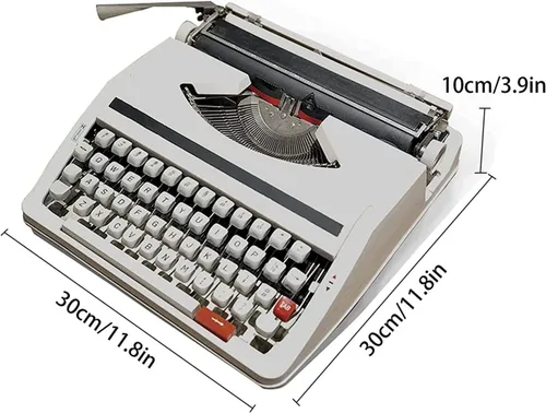 Vista 6 de Máquina de escribir vintage para una máquina de flujo nostálgico, máquina de escribir manual a la antigua, botones flexibles portátiles, escritura a