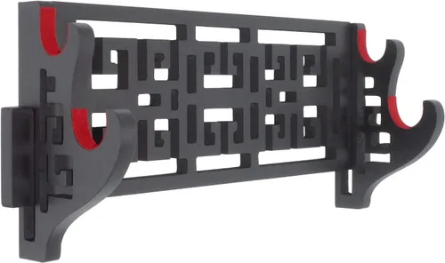 Vista 6 de Soporte de pared para espada de 2 niveles, soporte de exhibición Samurai con patrón hueco para Katana, Wakizashi y espadas estándar