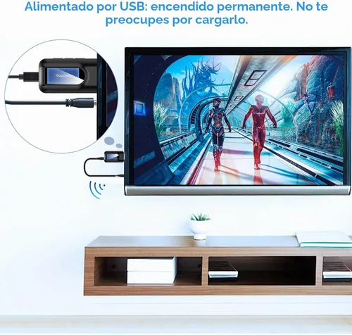 Vista 7 de Receptor transmisor Bluetooth 5.0, adaptador de conector de audio auxiliar 2 en 1 de 0.138 in Para TV, avión, gimnasio, coche y hogar, baja