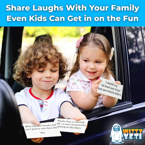Vista 3 de Witty Yeti Tarjetas de estacionamiento súper divertidas y malas, paquete de 50 unidades. Obtén venganza con notas novedosas para toda la familia.