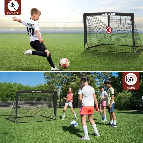 Vista 4 de BaseGoal Soccer Goals for Backyard Set of 2, 4x3ft, Mini Soccer Net