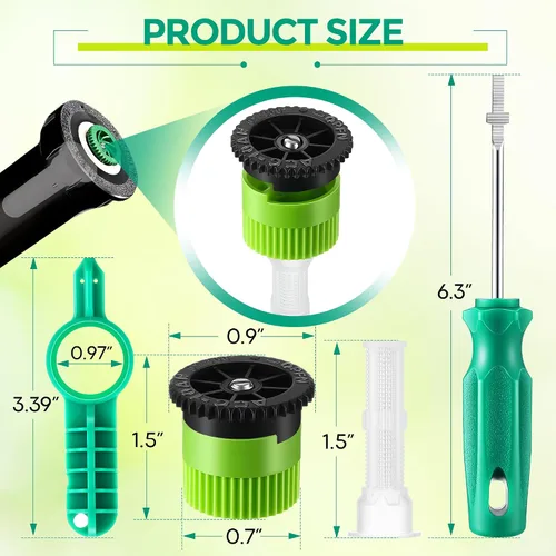 Vista 3 de Kit de herramientas de boquilla de aspersor de 18 piezas compatible con rociadores emergentes RainBird/Hunter, incluye boquilla de arco variable