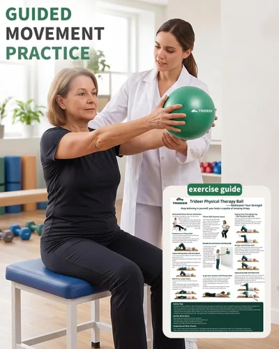 Vista 3 de Trideer Pelota de ejercicio para rehabilitación con guía, pelota de pilates Verde (con paja de inflado)