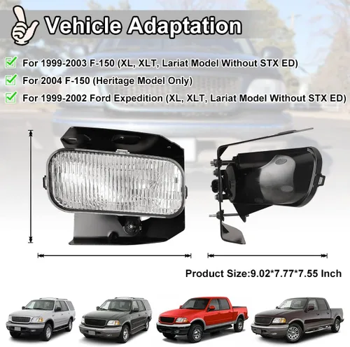 Vista 4 de Faro antiniebla para Ford F-150 F150 99-03, Ford F-150 F150 04 con bombilla, Ford Expedition OEM 99-02, par de lámparas antiniebla de repuesto NIXON