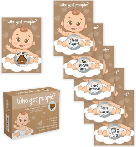 Vista 8 de Party Hearty Deliciosa diversión para baby shower – 50 divertidos arañazos de Poopie – Ideal para todos los géneros 50 tarjetas, divertida