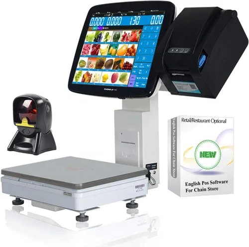 Vista 7 de Caja registradora de puntos de venta al por menor con pantalla táctil dual con pesaje y código de barras SET01