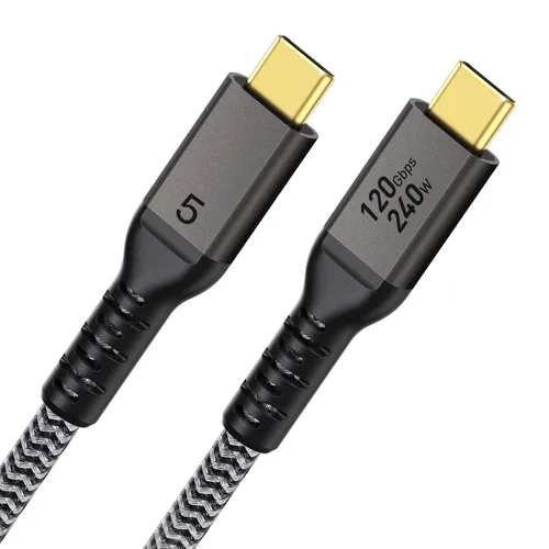 Vista 10 de Maxonar Cable Thunderbolt 5 de 1 pie de 80 Gbps, aumento de ancho de banda de hasta 120 Gbps, potencia de 240 W, pantalla dual de 8 K, compatible