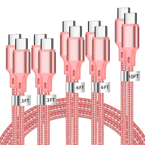 Vista 12 de Cable de carga USB A a USB C, paquete de 5 [3/3/6/6/10 pies] cable de carga rápida tipo C de alta velocidad de datos y transferencia compatible
