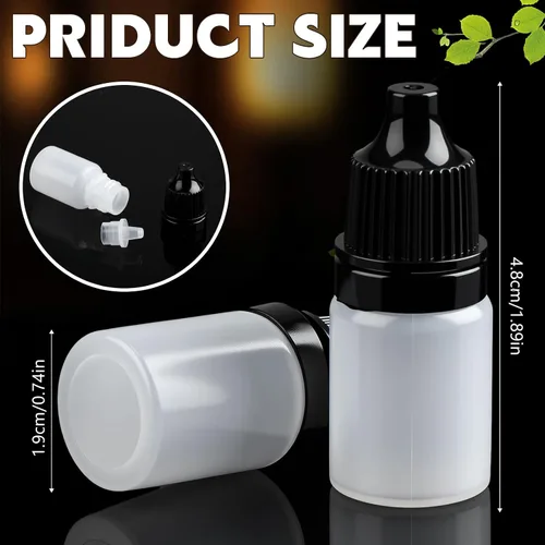 Vista 2 de Maxcheck 400 botellas de plástico con cuentagotas de 0.17 onzas líquidas, mini botella portátil para apretar con tapas, recipiente con cuentagotas