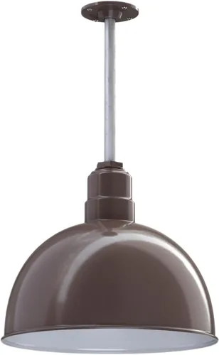 Vista 62 de Steel Lighting Co. Colgante de cuenco rosa Lámpara montada en el techo Cúpula de 15 pulgadas vástago de 12 pulgadas Estilo granero de acero
