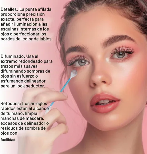 Vista 6 de Fran Wilson EYE TEES - Puntas de algodón de 80 unidades (paquete de 2) – Aplicador de maquillaje de precisión, hisopos de doble cara con extremos