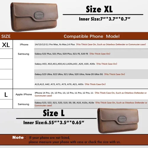 Vista 3 de Tallywave Funda de cuero para teléfono con clip para cinturón para Samsung Galaxy S23 Ultra, iPhone 14 Pro Max, bolsa de cuero para teléfono celular