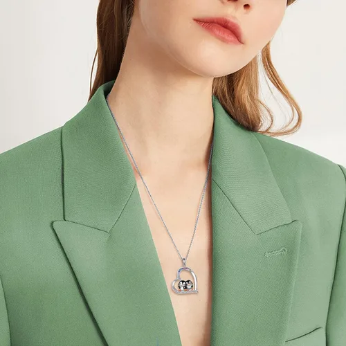Vista 6 de YAFEINI Penguin Dog Gifts Sterling Silver Penguin Snowflake Necklace Heart Dog Pendant Jewelry for Women Girls Christmas Gifts