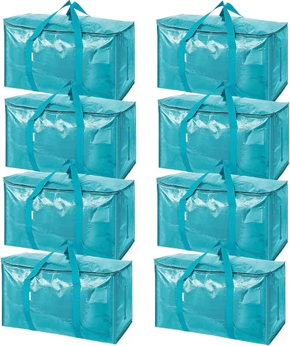 Vista 24 de TICONN Paquete de 2 bolsas de mudanza extra grandes resistentes con cremalleras y asas de transporte, bolsas de almacenamiento duraderas