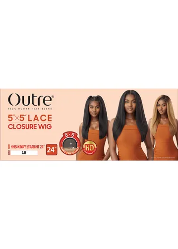 Vista 7 de Outre - Peluca con cierre de encaje 5X5 - Mezcla de cabello humano - Rizado lacio de 24 pulgadas (marrón oscuro 2)