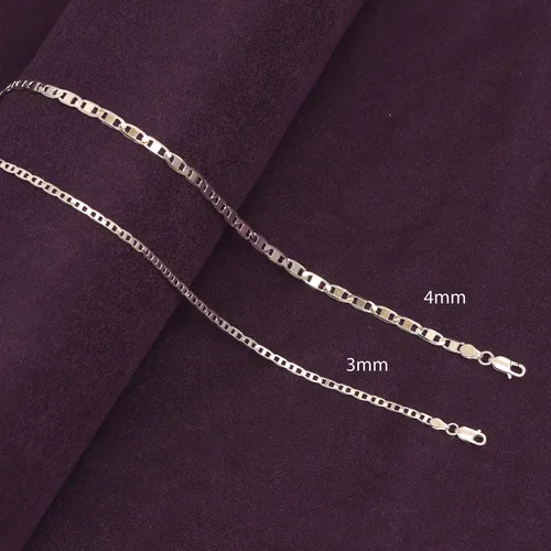 Vista 4 de LeCalla Collar de plata de ley 925 maciza italiana de 0.118 in y 0.157 in de corte de diamante, para mujeres y hombres, con cierre de langosta
