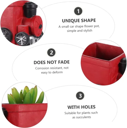 Vista 5 de Yardwe Maceta de escritorio de estilo minimalista, maceta de cactus para oficina, cocina, patio Rojo