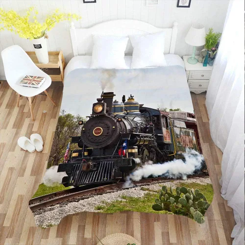 Vista 3 de Moslion Manta suave y acogedora de tren de vapor, manta cálida para sofá/cama para adultos/jóvenes, poliéster de 60 x 80 pulgadas