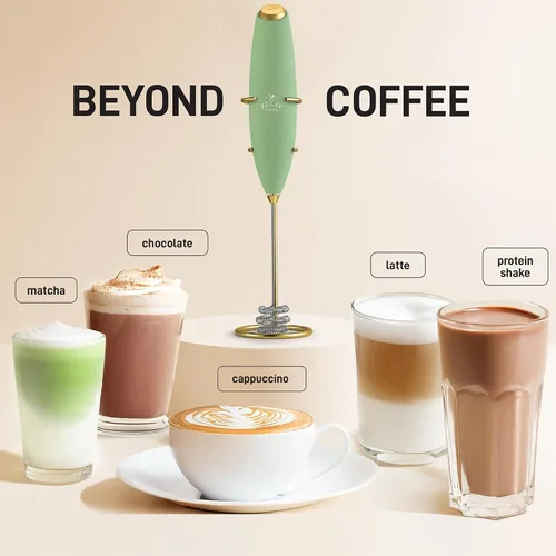 Vista 148 de Zulay Milk Boss Espumador de leche potente manual, hace espuma para latte, batidor para mezclar bebidas, café, miniespumador para capuchino, frappé