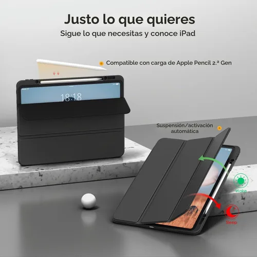 Vista 4 de VIKESI Funda para iPad Pro 12.9 de 6ª/5ª/4ª/3ª/3ª generación 2022/2021/2020/2018, cubierta trasera transparente
