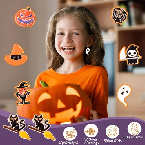 Vista 7 de Clip On Earrings Hypoallergenic Clips Earrings Sets Suitable for Ages 4-12 Little Girls, Cute Small Clips On Earrings Jewelry Gifts Set