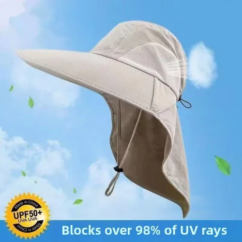 Vista 2 de UPF 50+ Sun Hat Wide Brim Waterproof Outdoor Fishing Beige