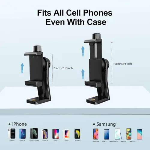 Vista 5 de 6amLifestyle Adaptador de montaje de trípode para teléfono celular con cabezal de bola de trípode giratorio de 360° para teléfono inteligente