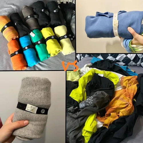 Vista 3 de 20 bandas elásticas con ojales, elástica conectable, banda de almacenamiento de ropa enrollable, correa ajustable de almacenamiento de ropa