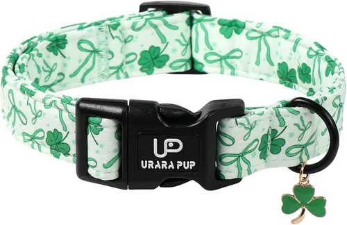 Vista 23 de Collar de perro floral azul, collar floral de algodón ajustable para primavera y verano con colgante de margarita, hebilla de liberación rápida