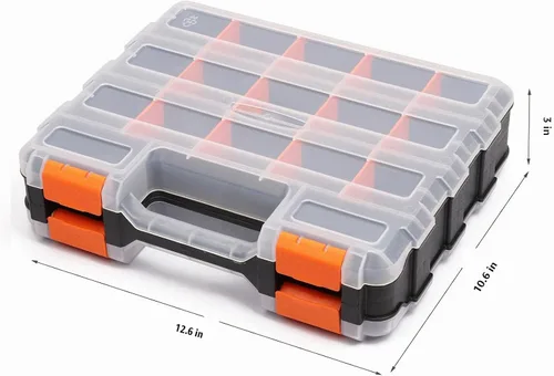 Vista 9 de Mayouko Organizador de herramientas de doble cara, separadores de plástico extraíbles personalizables, almacenamiento de caja de hardware, excelente