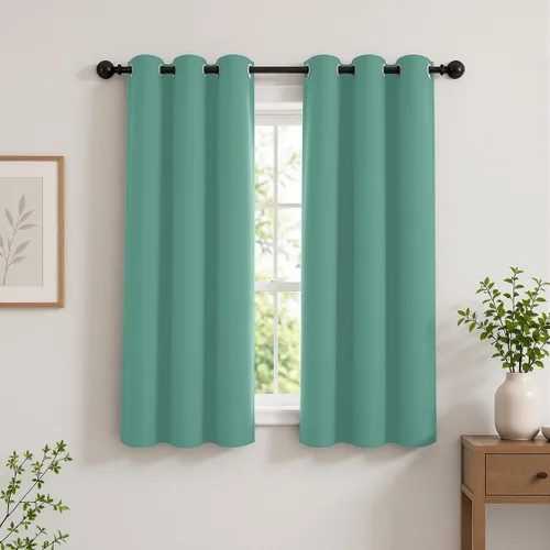 Vista 39 de Cortinas de oscurecimiento de habitación de 45 pulgadas de largo para dormitorio y sala de estar, cortinas térmicas aislantes con ojales