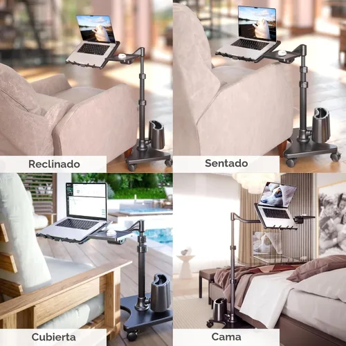 Vista 6 de LEVO G2-801 Deluxe - Soporte rodante para laptop con bandeja para ratón, color bronce y negro