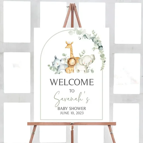 Vista 10 de Letrero de bienvenida para baby shower con texto en inglés "A Little Ray